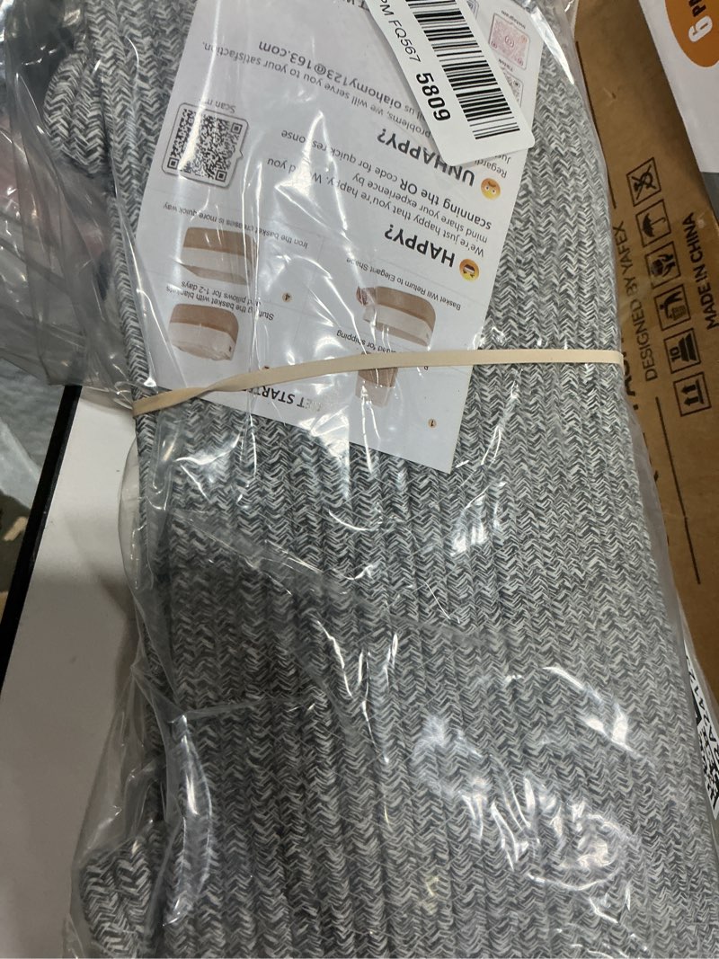 Condition photo showing Good Condition for OIAHOMY Storage Basket for Shelves, Closet Cube Storage Bins Baskets for Clothes Blanket Towels, Baby Nursery, Toy Baskets Box, Woven Rope Basket, 15.75*11.81*7.09 IN, 2 Packs Grey Grey 15.75*11.81*7.09