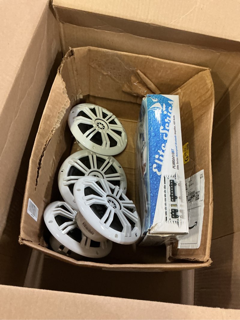 Condition photo showing Good Condition for 4 x Kicker 6.5" Marine Boat Coaxial White Speakers Combo Bundle With Pyle Elite Series 400 Watt 4-Channel Marine Car Bluetooth Amplifier and 8 Gauge Total Amplifier Installation Wiring Kit