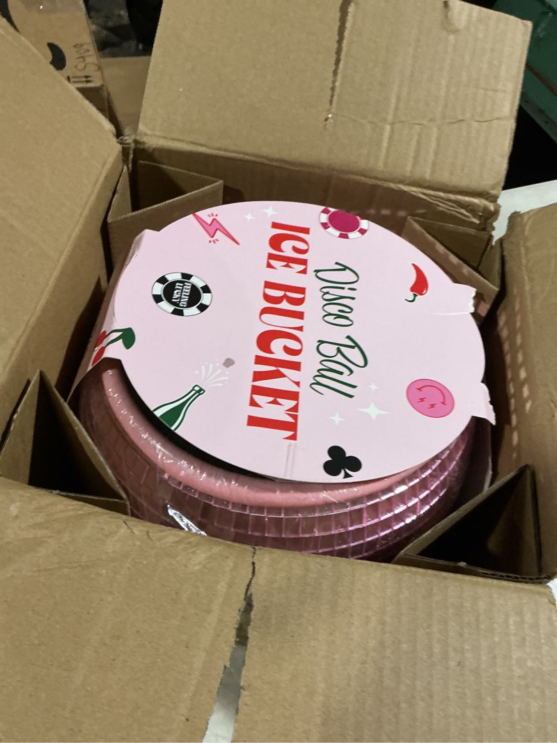 Condition photo showing Good Condition for NPW Pink Disco Ball Ice Bucket – Mirrored Cocktail & Champagne Ice Bucket for Parties, Girls’ Night & Bachelorette