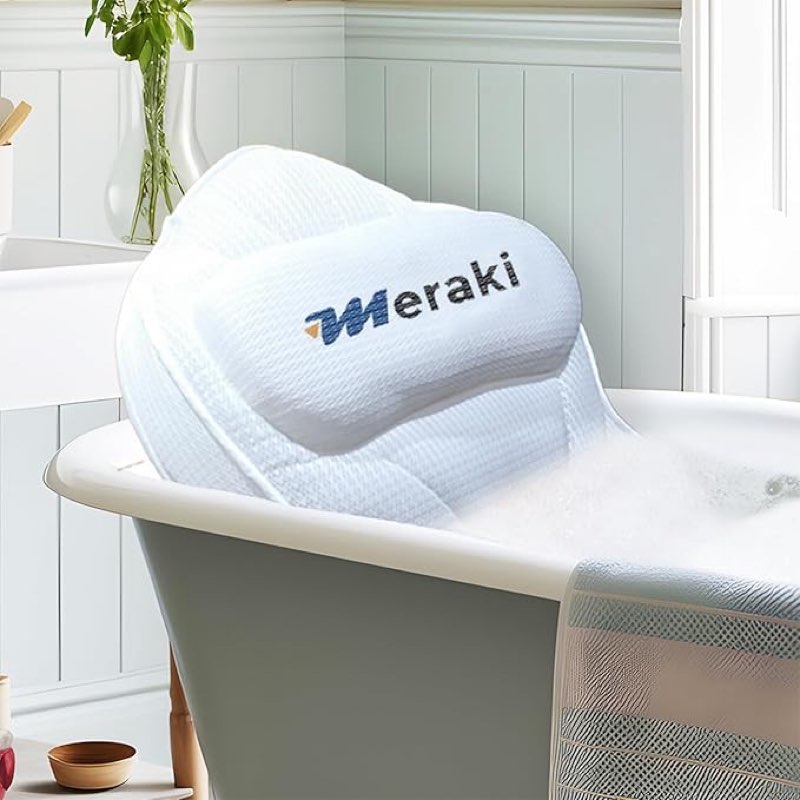 Bath Pillow, Luxury Bathtub Pillow for Tub Neck and Back Support, Extra Thick, (Machine Washable, Quick Dry) 5d MESH, Spa Pillows for Bathtub, Bathtub Pillow for Soaking Tub