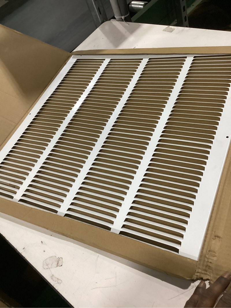 Condition photo showing Good Condition for Fits 20x20 Duct Opening | Steel Return Air Grille by Handua | Vent Cover Grill for Sidewall and Ceiling | White | HVAC Cold Air Intake Grille | Outer Dimensions: 21.75"W X 21.75" 1 20"W x 20"H [Duct Opening]