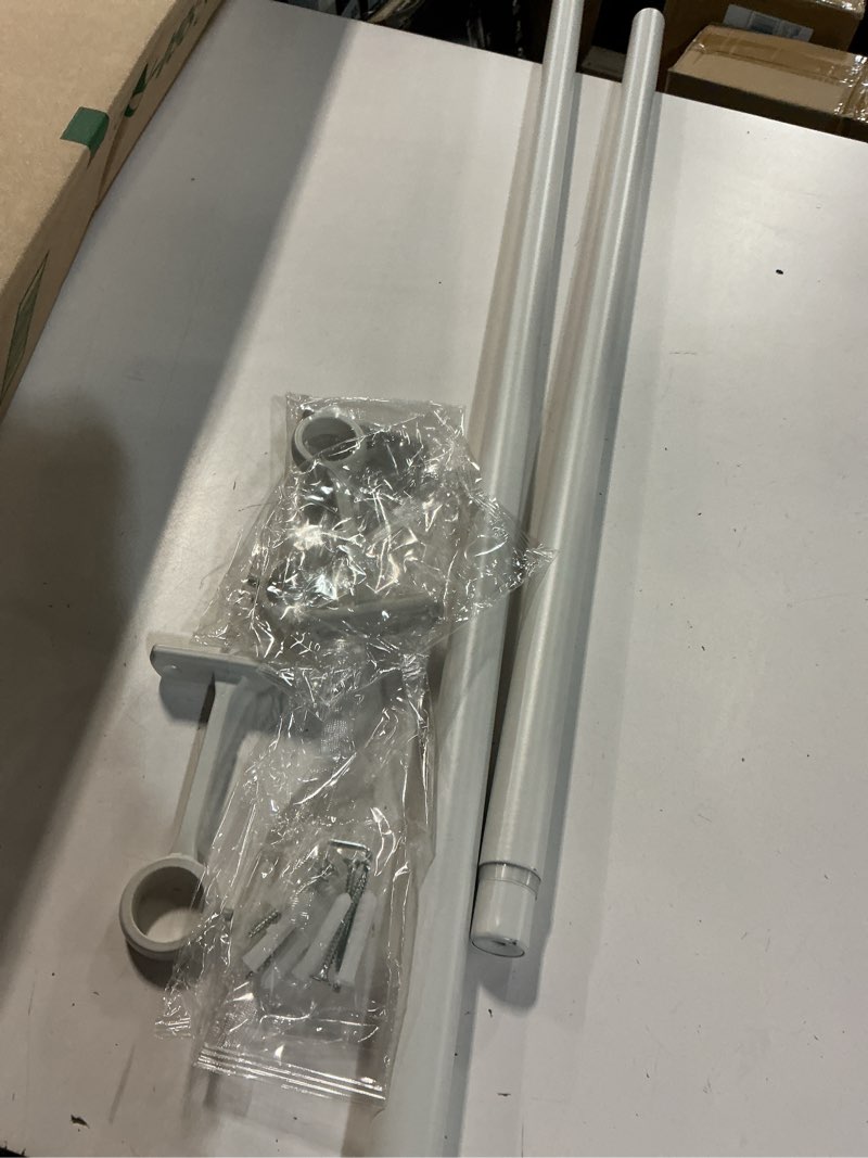 Condition photo showing As Is for Curtain Rod 72-144 Inch, 1" Diameter Curtain Rods for Windows, Heavy Duty Long Drapery Rod with Brackets for Bedroom, Living Room, Kitchen, Patio(White) White 72" to 144"