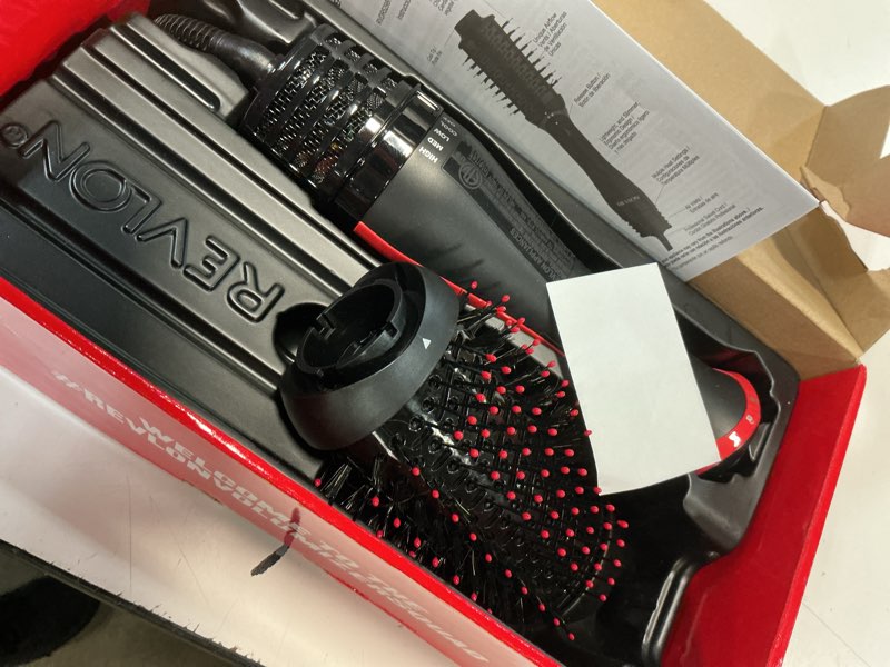Condition photo showing As Is for revlon one-step volumizer plus hair dryer and styler | more volume, less damage, and more styling control for easy and fast salon-style blowouts, plus travel friendly (black) black red 2.0 volumizer plus