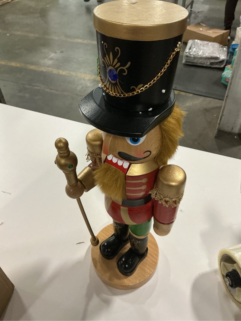 Condition photo showing Good Condition for Clever Creations Functional Blue Soldier 17 Inch Traditional Wooden Nutcracker, Festive Christmas Décor for Shelves and Tables