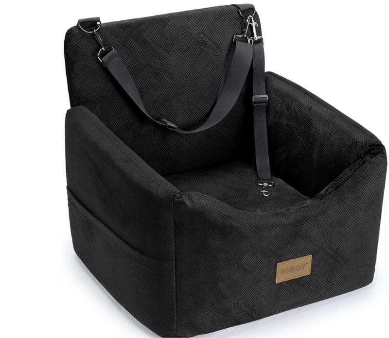 joejoy dog car seat for small/medium dogs, memory foam dog booster seat with washable cover, travel safety pet car seat with storage pockets for dogs up to 35 lbs