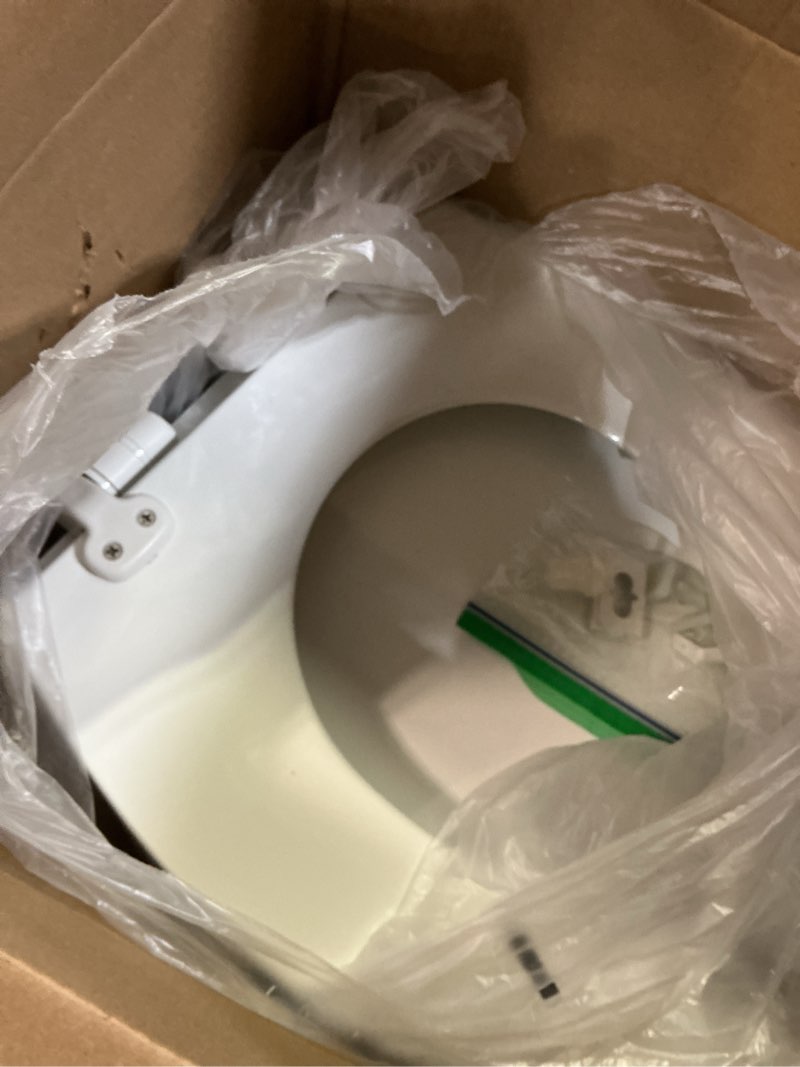 Condition photo showing As Is for Mayfair Cassel Slow Close Toilet Seat, Easy Clean, Non Slip Premium Wood Seat, Easy Install, Made in USA, Elongated, White Elongated 1 - Toilet Seat