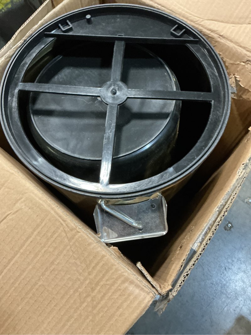 Condition photo showing As Is for 30l/8gal gold step trash can with 100 garbage bags metallic gold brass lidded step kitchen garbage bin with lid commercial compact waste basket for shopping centers, elevator doors, hotels gold and black 8 gal 2