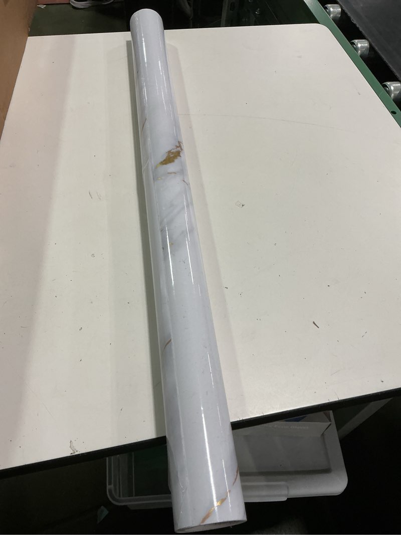 Condition photo showing Good Condition for WADILE Peel and Stick Marble Wallpaper 15.7" x 78.7" – Glossy Self Adhesive Vinyl Contact Paper for Kitchen Backsplash, Countertops, Furniture, DIY Projects, Waterproof 15.8" x 78.7" Gold and White