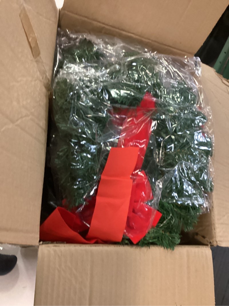 Condition photo showing Good Condition for 6 Pcs Pre Lit Christmas Wreath with Lights for Windows 11.8 Inch LED Christmas Front Door Wreath with Bow Greenery Artificial Hanging Garlands for Fireplaces Home Porch Wall Decor