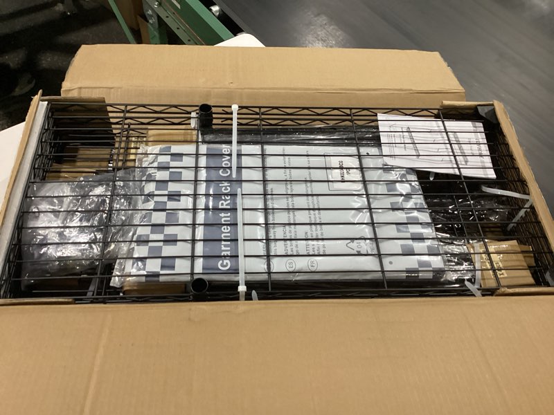 Condition photo showing New/Like New for e14c pro heavy duty closet organizer system?freestanding clothing racks for hanging clothes?adjustable garment rack 70.1"w × 16.6"d × 76.4"h hold 960 lbs?black rack with grey dustproof cover black rack with grey cover