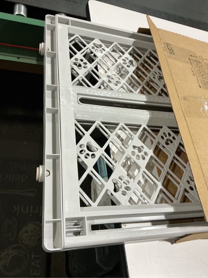 Condition photo showing Good Condition for MYPET North States Paws Portable Pet Gate: 26-40" Wide. Pressure Mount. No Tools Needed. Made in USA. Dog Gate 23" Tall, Expandable, Durable Dog Gates for Doorways, Light Gray
