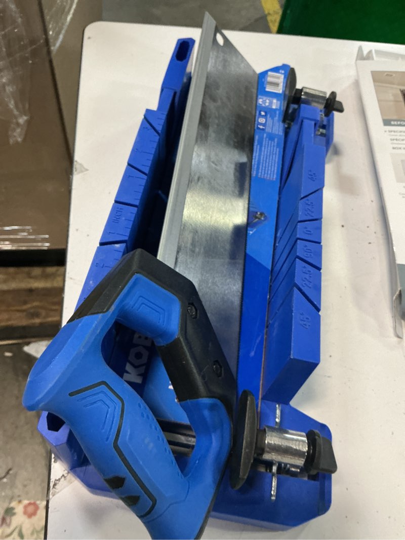 Condition photo showing As Is for kobalt with miter box 14-in fine finish cut back saw