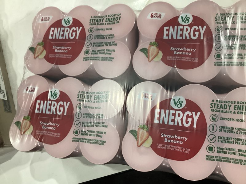 Condition photo showing Good Condition for v8 energy strawberry banana juice energy drink, 8 fl oz can (6 pack)