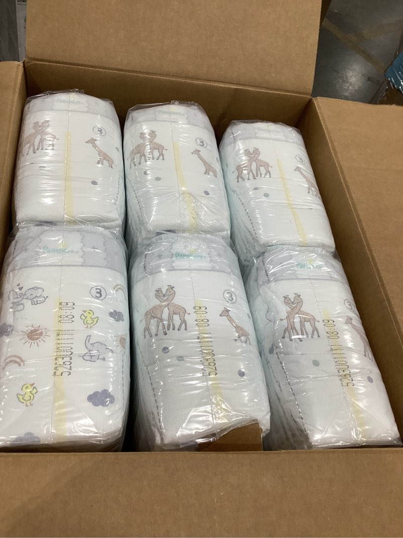 Condition photo showing New/Like New for pampers swaddlers diapers, size 3 (13-26 lbs), 168 count, fragrance free, hypoallergenic, absorbent, pediatrician recommended, skin safe size 3 168