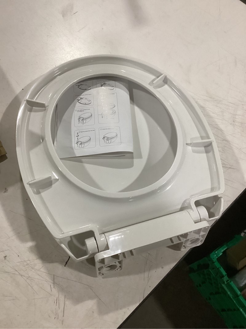 Condition photo showing Good Condition for toilet seat round soft close16.5'', toilet lid slow close quiet no slam, easy installation & release?safe pp material easy clean, comfortable ergonomic design, 2 years support, white plastic white round 16.5inch