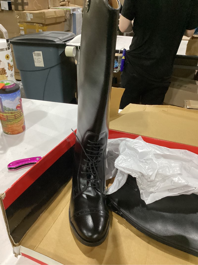 Condition photo showing As Is for equistar women's all-weather synthetic field equestrian riding boot 7 black