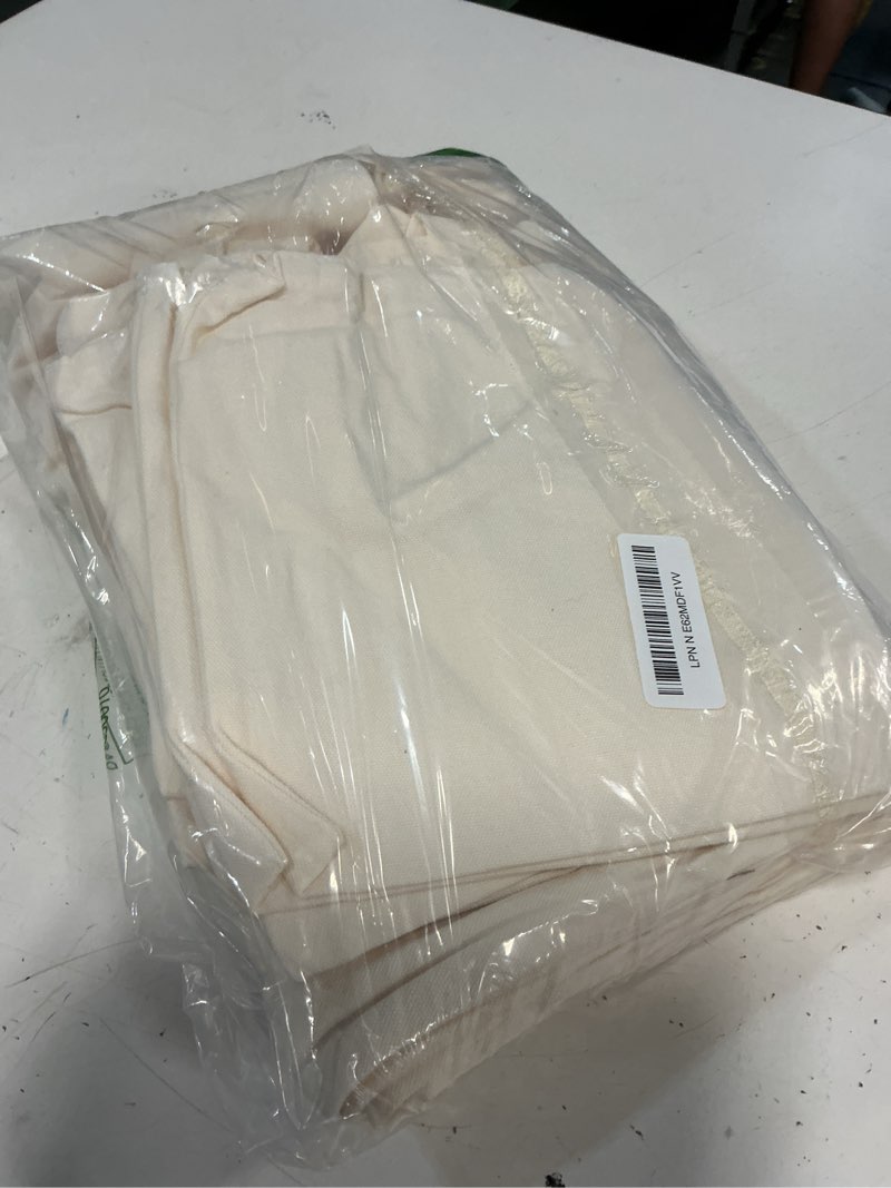 Condition photo showing New/Like New for sublimation blank tote bags, 20pcs canvas tote bags 16.1 x 15.4 inch, 9.1 x 8.3 inch small canvas tote bag reusable grocery bags shopping cloth bag for heat transfer, diy, graduation favor craft 16.1 x 15.4 inch, 9.1 x 8.3 inch ivory 20