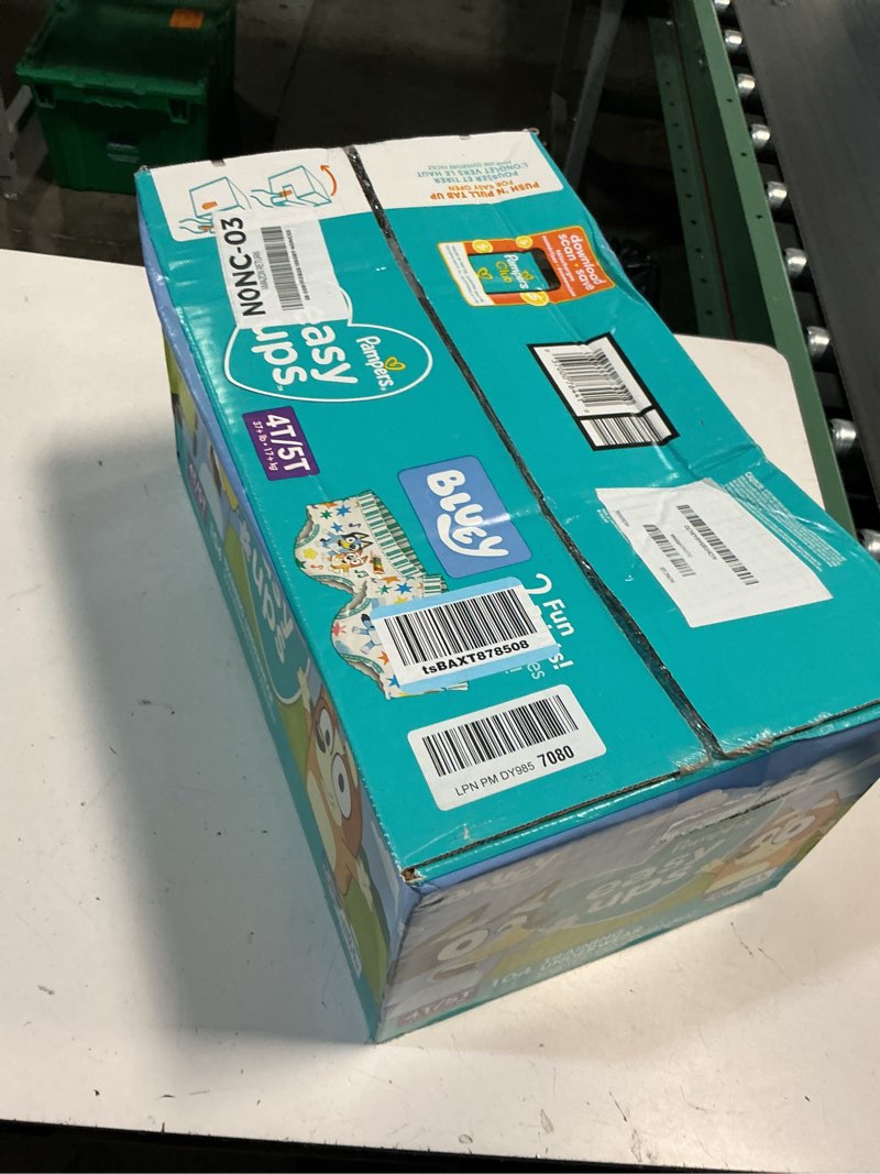 Condition photo showing New/Like New for pampers training pants - easy ups boys & girls bluey - size 4t-5t, 104 count, children's potty underwear (packaging may vary) 4t-5t 104