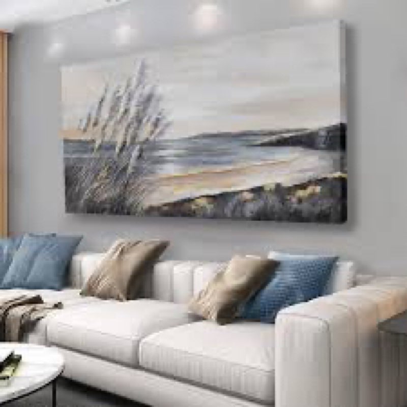 Yuaxker Large Abstract Wall Art Gray and White Wall Decor Lake Canvas Painting Fashion Artwork for L