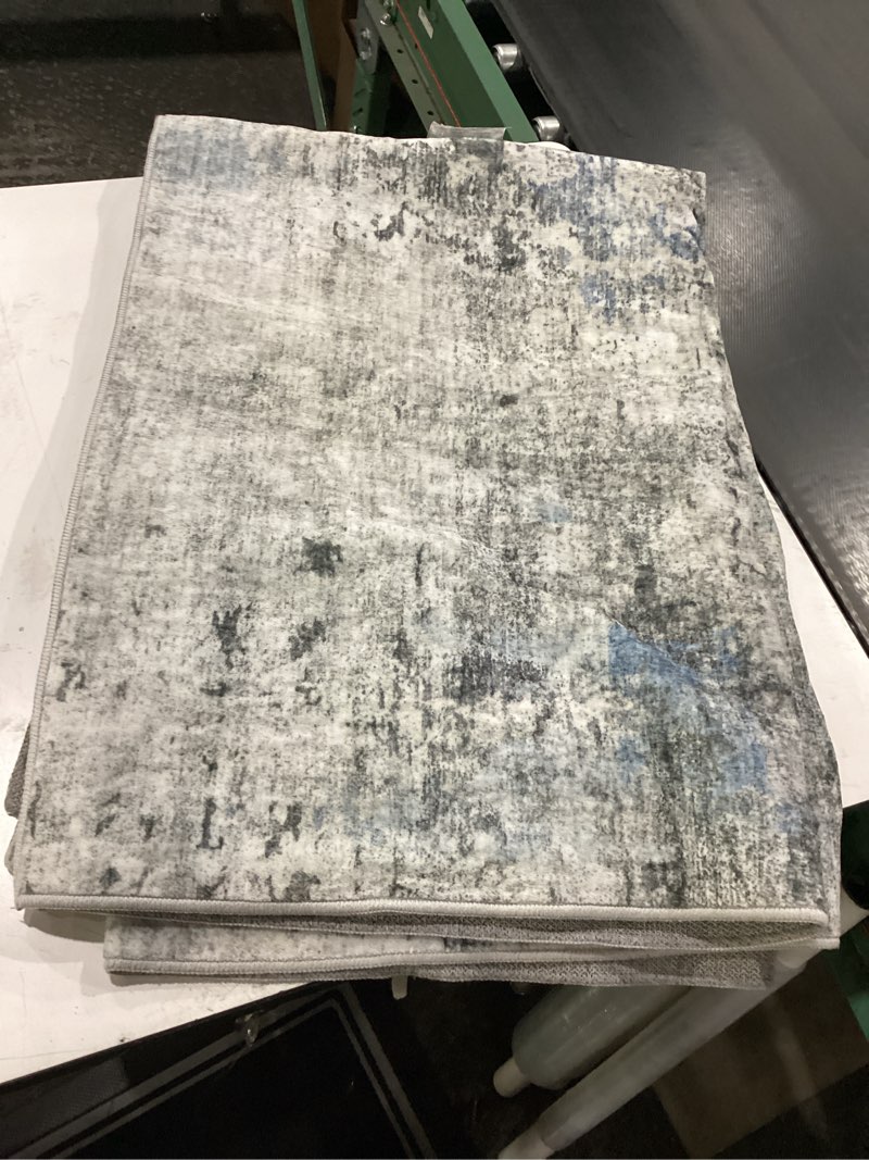 Condition photo showing Good Condition for 6x9 area rugs for living room rug washable: abstract rug for dining room bedroom carpet non slip 6 by 9 indoor modern nursery home office blue grey