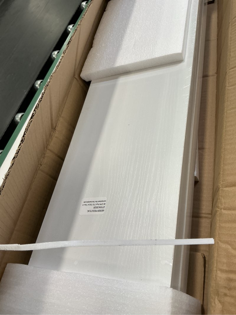 Condition photo showing Good Condition for BAYKA Floating Shelves for Wall, 36 inches Long Wall Mounted Rustic Wood Shelves for Bathroom, Bedroom, Living Room, Kitchen, Office, Hanging Shelf for Books/Storage/Decor(White,Set of 2) C. White - Modern Minimalist Style 36inches?for Media Center & Heavy Books?