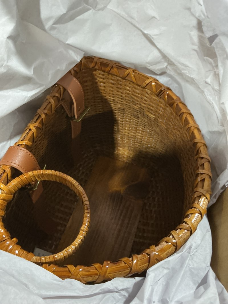 Condition photo showing Good Condition for CXWXC Bike Basket - Handmade Rattan Bike Baskets for Girls Women - Front Bicycle Bike Basket with Coffee Cup Holder for Beach Cruiser, Scooter, Ebike Brown