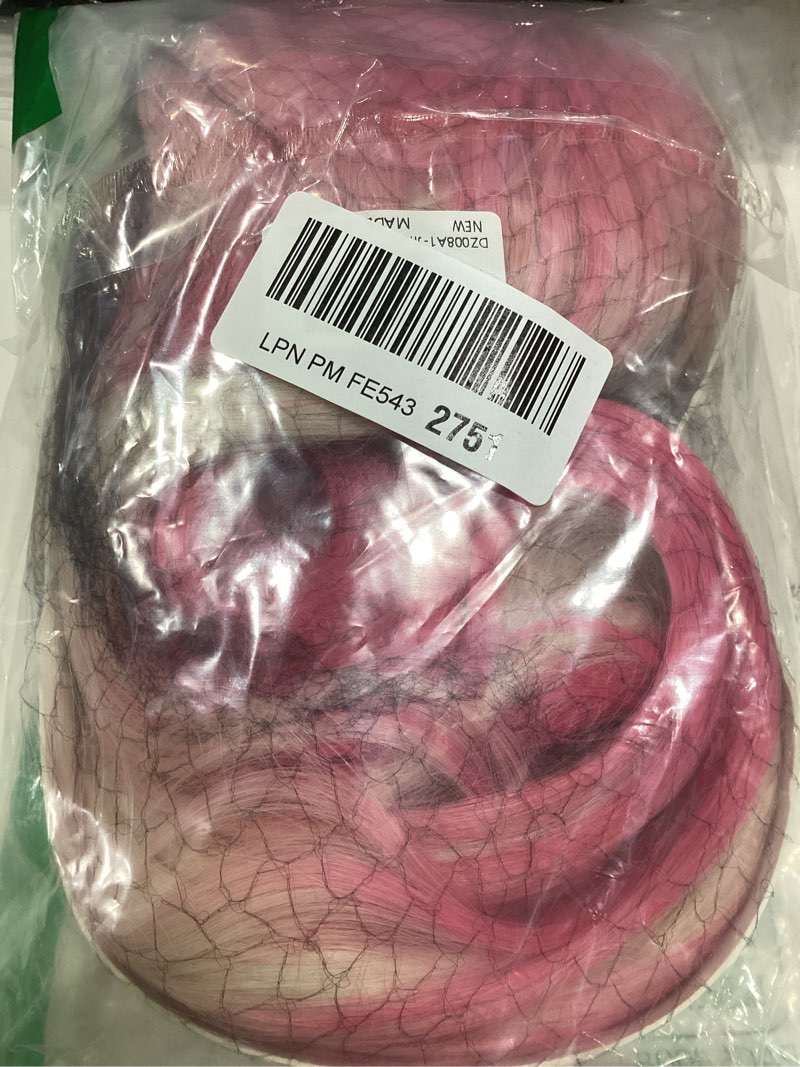 Condition photo showing Good Condition for BERON Pink and White Long Wigs Curly Wavy Women's Wigs with Bangs Pink White Ombre Colorful Heat Resistant Synthetic Wigs for Cosplay or Daily Wigs Wig Cap Included Pink Ombre White