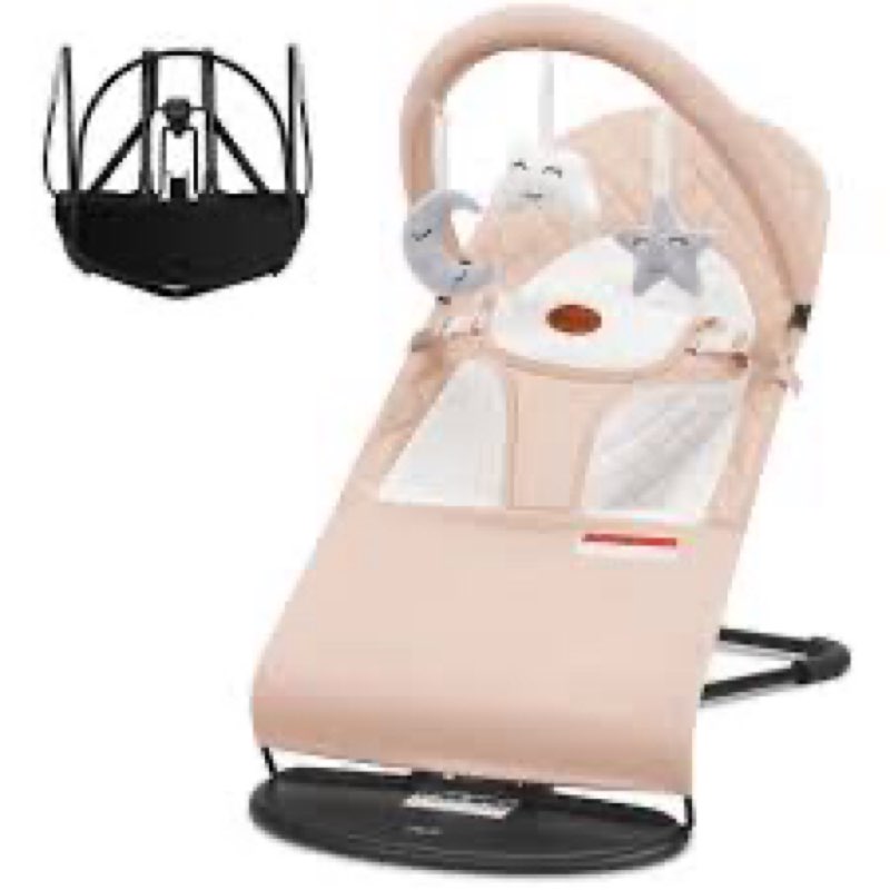 Portable Baby Bouncer Seat for Infants, 0-18 Months, 3 Modes of Use with Rocker & Stationary Options