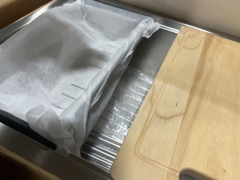 Condition photo showing Good Condition for 24 Inch Undermount Kitchen Sink, BoomHoze 24 x 19 Inch Sink Kitchen 16 Gauge Stainless Steel Workstation Undermount Single Bowl Outdoor Stainless Steel 24"x19"x10"