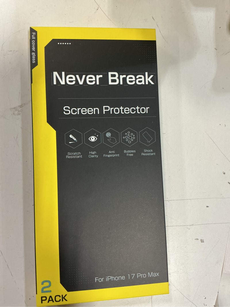 Condition photo showing New/Like New for zeniss neverbreak 9h+ hardness for iphone 17 pro max screen protector 12ft military grade protection (scratch, shatter, drop resistance) tempered glass 6.9", 2 pack with de-bubble card, clear clear iphone 17 pro max