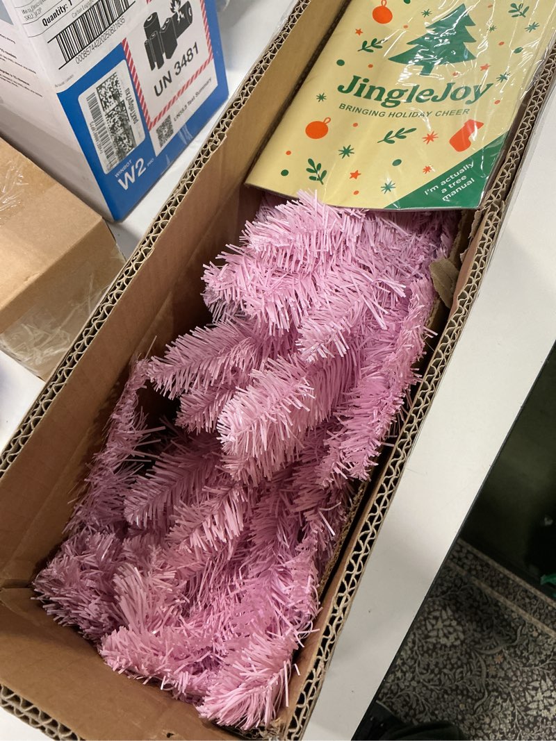 Condition photo showing As Is for (Similar design) 7.5ft Pink Christmas Tree with USB String Lights, Artificial Christmas Tree with Metal Stand 1000 Branch Tips 8 Lighting Modes Remote Timer-for Girls Room Home Christmas Party Office Mall Decorations