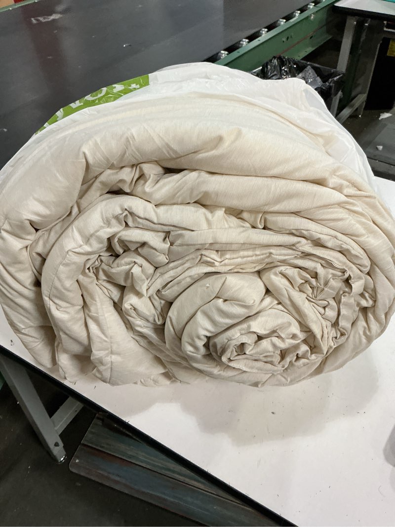 Condition photo showing Good Condition for cozylux king size comforter set - 3 pieces beige soft luxury cationic dyeing bedding comforter for all season, breathable lightweight fluffy boho bed sets with 1 comforter and 2 pillow shams beige king