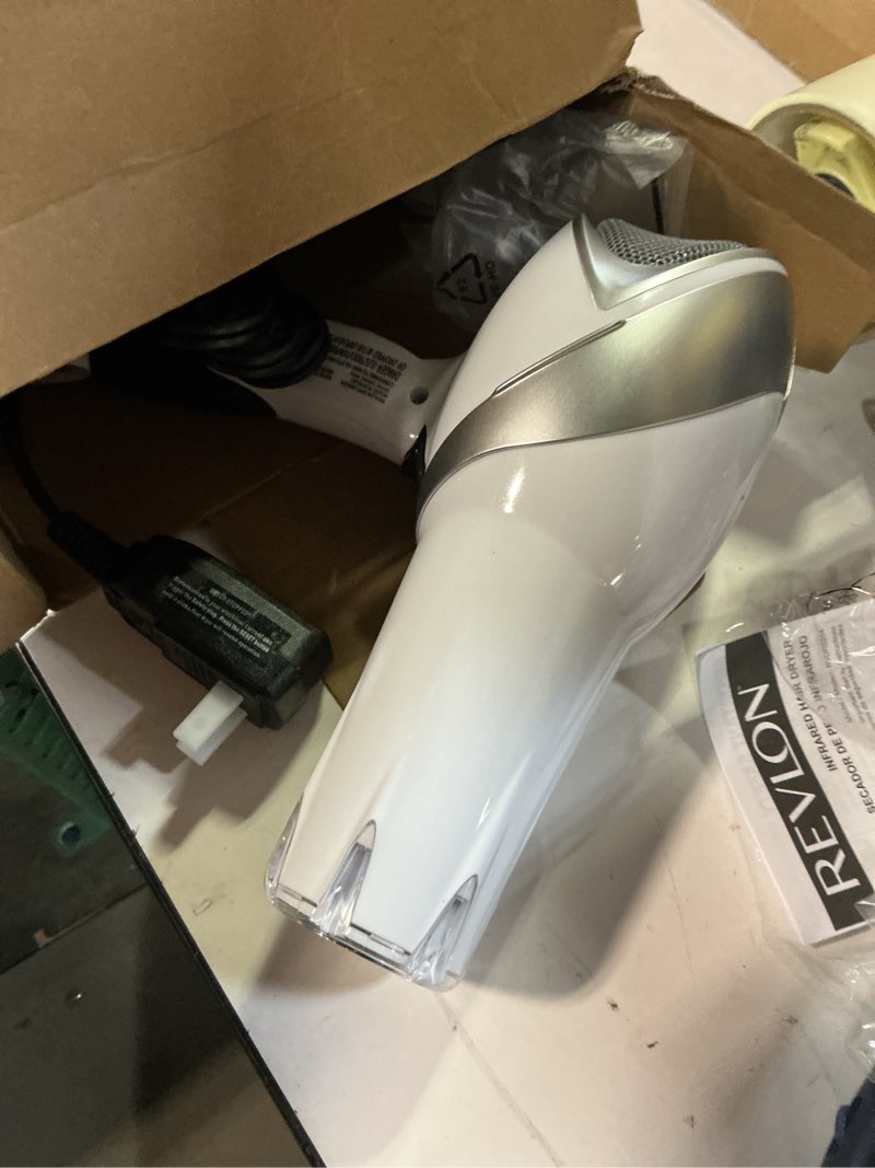 Condition photo showing Good Condition for revlon infrared hair dryer with diffuser & concentrator - ionic ceramic blow dryer for frizz control, shine, soft hair & moisture protection - 1875w professional salon-quality (white) full size