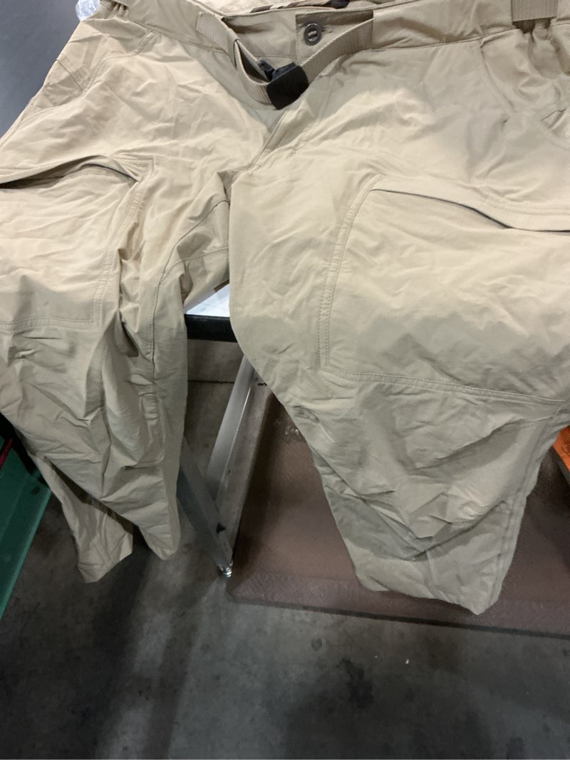 Condition photo showing Good Condition for free soldier men's outdoor cargo hiking pants with belt lightweight waterproof quick dry tactical pants nylon spandex khaki 42w x 30l