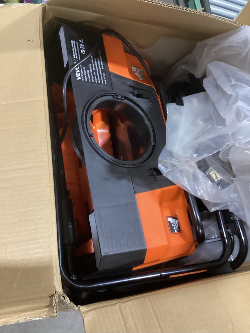 Condition photo showing As Is for VEVOR Electric Snow Blower, 23 inch 15A Corded Snow Thrower with Dual LED Headlights & 180° Rotating Chute, 25FT Throwing Distance, 12" Depth Clearing, Walk-Behind Snowblower for Driveway Sidewalk