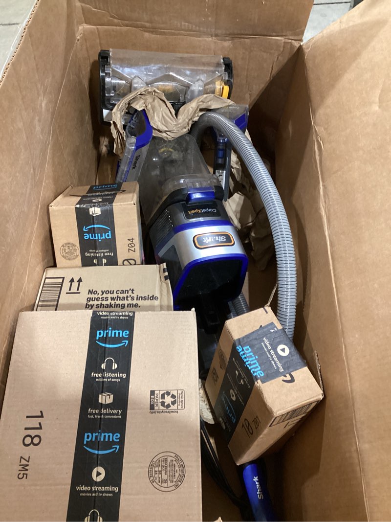 Condition photo showing As Is for Incomplete  Shark CarpetXpert HairPro Upright Carpet, Area Rug & Upholstery Cleaner with Spot & Stain Remover, Perfect for Pets, Carpet Shampooer, 2 Cleaning Tools, Pet Cleaning Solution, Cobalt, EX251BRN CarpetXpert HairPro+Spot & Stain