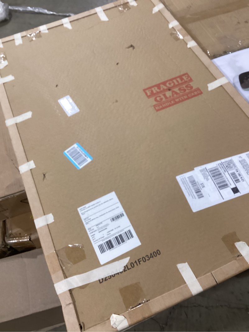 Condition photo showing New/Like New for U Brands Glass Dry Erase Board, 24" x 36", White Frosted Surface With Silver Grommets, Frameless, Includes Marker With Eraser 35"W x 23"H