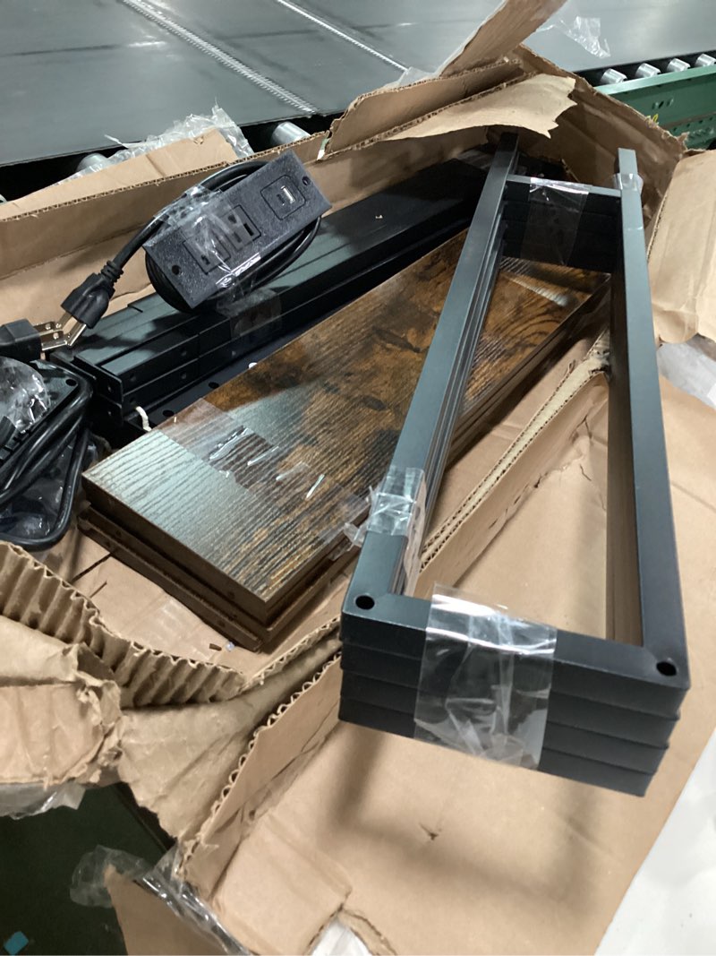 Condition photo showing As Is for HOOBRO Small Narrow Side Table with Charging Station, Skinny End Table for Small Spaces, Slim Nightstand with USB Ports Outlet, Sofa Beside Table with Storage Shelf, Rustic Brown and Black BF102UBZ01 (similar 