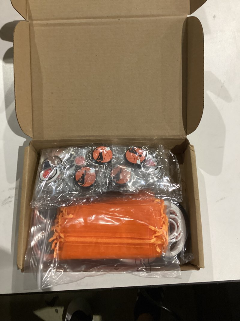 Condition photo showing New/Like New for ShinyRelief 72 Pcs Basketball Party Favors Included 24 Basketball Bracelets, Keychains, and Organza Bags for for Sport Team Gifts Birthday Party Decorations
