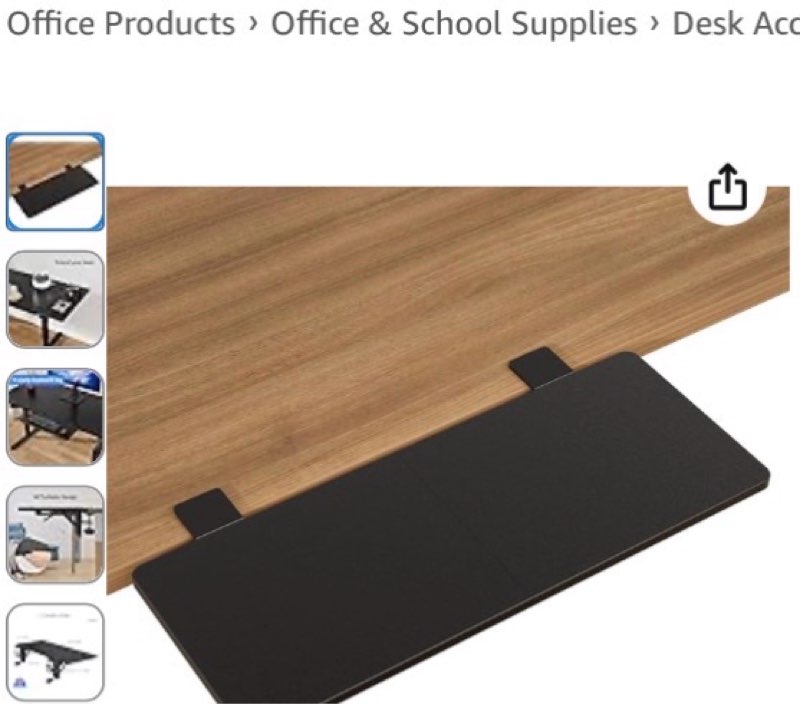 Suptek Clamp-on 9.5 x 23.6 inch Desk Extender, Wrist Support, Foldable Keyboard Tray Platform, Suitable for Office Desks, Black, DSF3LB Black 9.5" x 23.6"