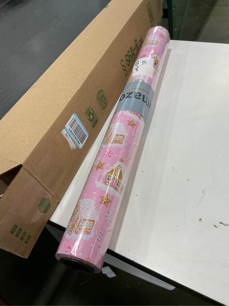 Condition photo showing New/Like New for (SIMILAR) WRAPAHOLIC Reversible Christmas Wrapping Paper - Mini Roll - 17 Inch x 33 Feet - Pink House and Solid Pink Wrapping Paper with Metallic Foil Shine for Chrsitmas, Holiday, Party 17X396 Inch (Pack of 1) Pink & Gold - House