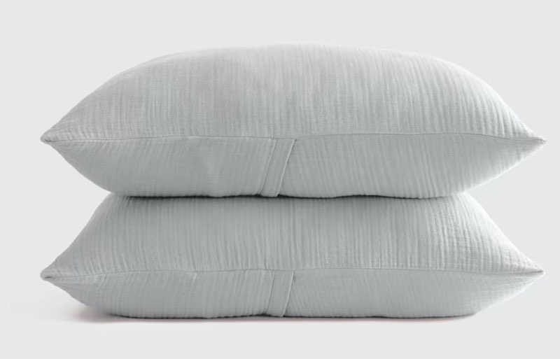 quince organic cotton gauze sham set in mist standard size