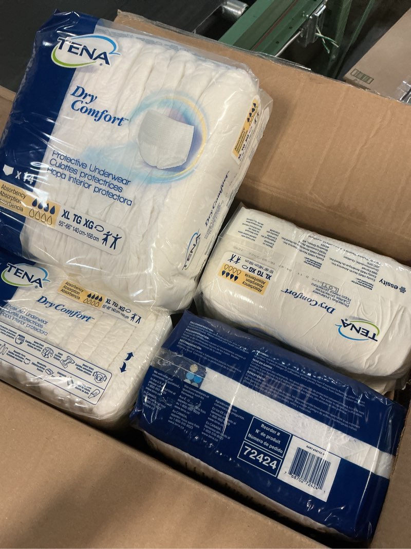 Condition photo showing New/Like New for tena dry comfort underwear, extra large, unisex, 56 count, size xl, incontinence protector | disposable, incontinence x-large 56