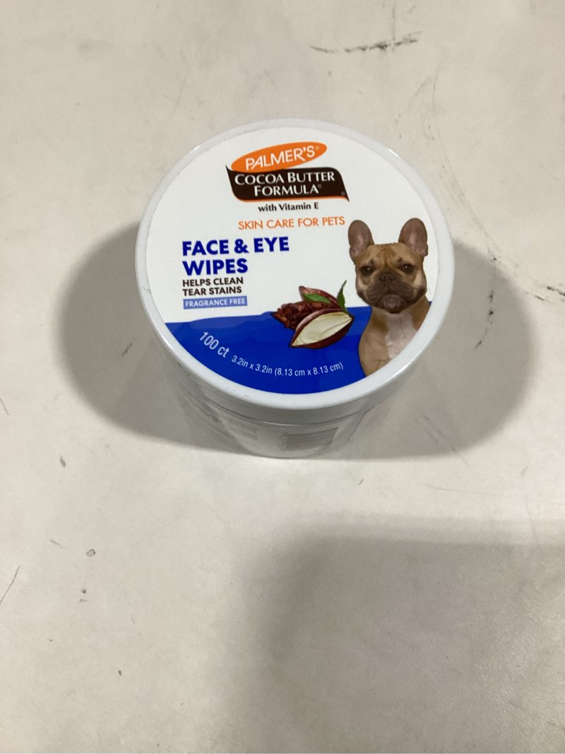 Condition photo showing As Is for Palmer's for Pets Face and Eye Wipes with Cocoa Butter and Vitamin E, Dog Eye Cleaning and Care, Specially Fomulated for Dogs, 100ct 100 Count (Pack of 1)
