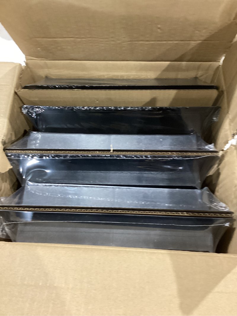 Condition photo showing Good Condition for floor register 4x10, floor vent covers for home floor, sidewall, heavy duty steel walkable floor grates, adjustable air vent covers rust proof finish, 4" x 10'' floor vent, 6 pack, black black 4'' x 10'' 6 pack