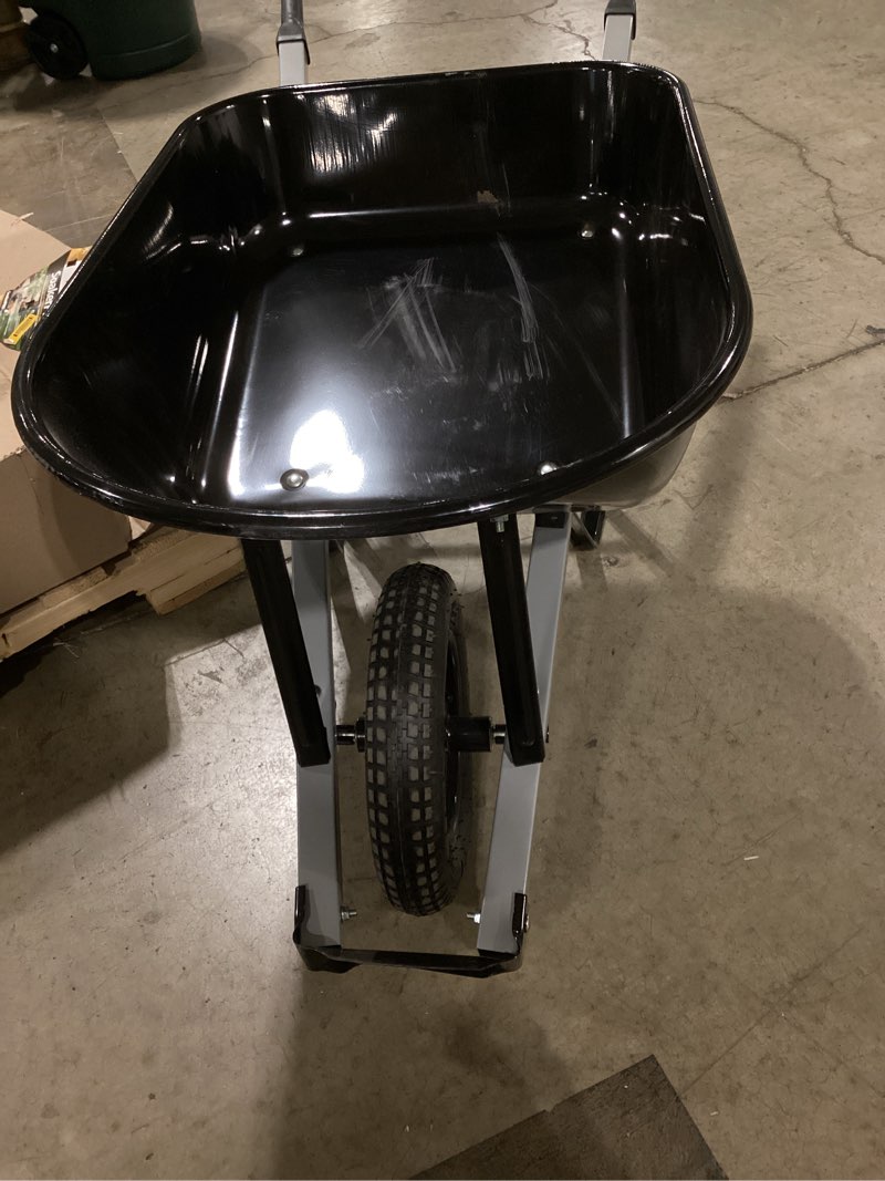 Condition photo showing As Is for project source 5.5-cu ft 1 wheel steel wheelbarrow