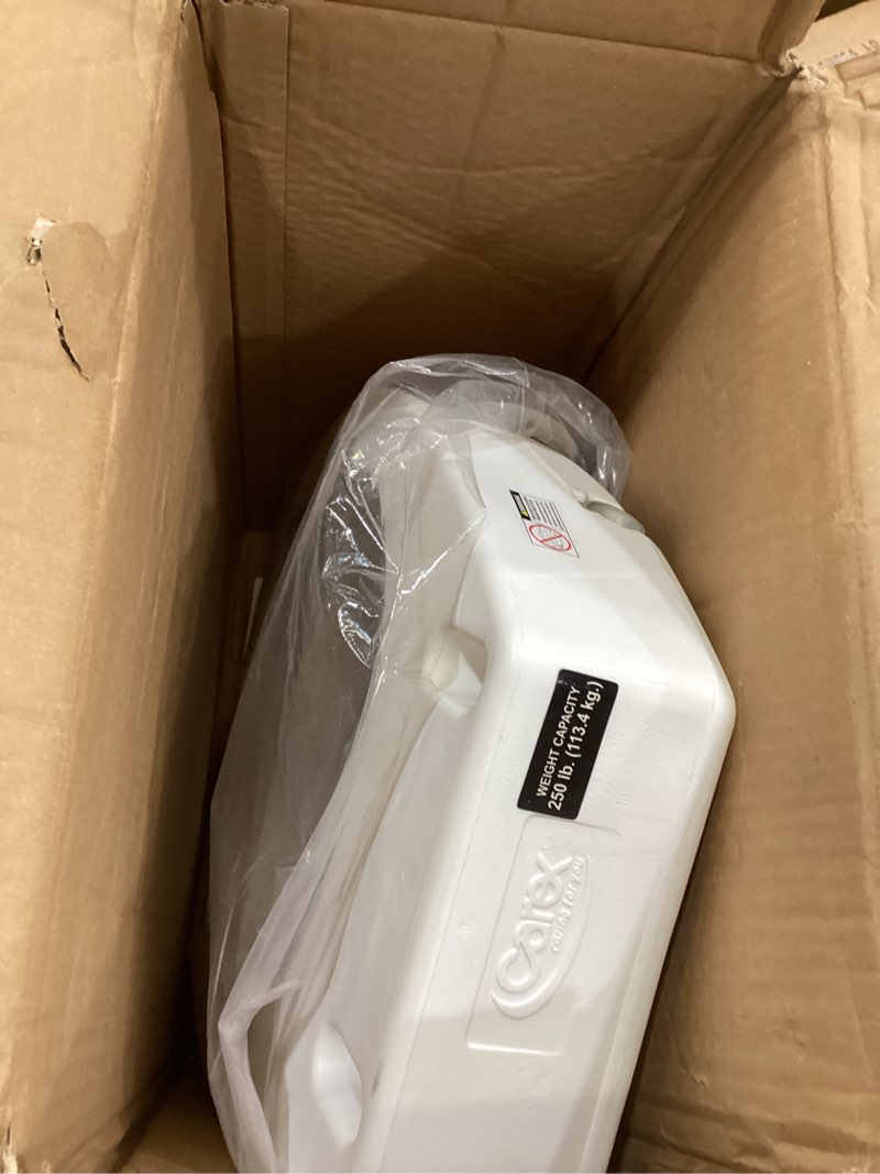 Condition photo showing Good Condition for carex 3.5 inch raised toilet seat with arms, elongated toilet seat riser, up to 250 lbs capacity, elevating & raising seat for elderly & handicap, universal, slip-resistant with padded handles, white