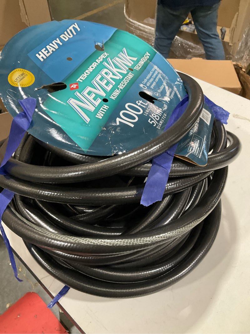 Condition photo showing As Is for neverkink teknor apex 5/8-in x 100-ft heavy-duty kink free vinyl gray coiled hose