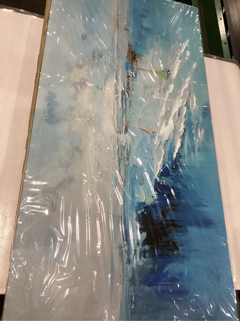 Ardemy Blue Wall Art Canvas for Living Room Textured Painting for Bedroom Artwork Framed Home Office