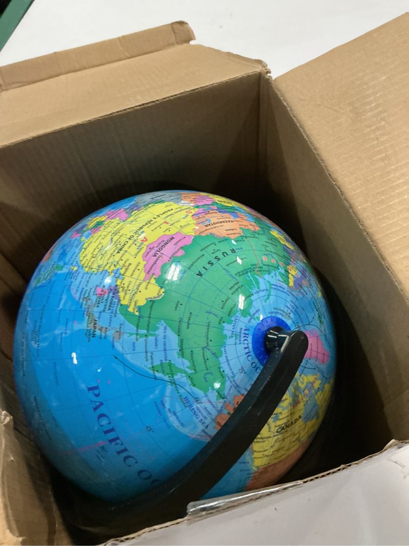 Condition photo showing Good Condition for Juvale World Globe for Kids - 8-Inch, Multicolor with Plastic Stand - Educational Desk Globe with World Map for Kids & Classroom Decor 8-inch/3 2/3-ounce